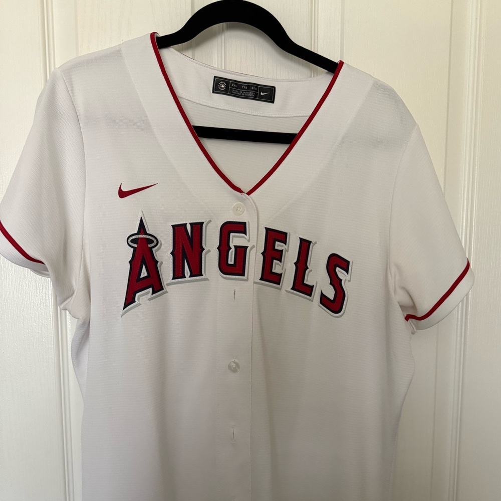 Los Angeles Angels- Nike White and Red Angels Jersey